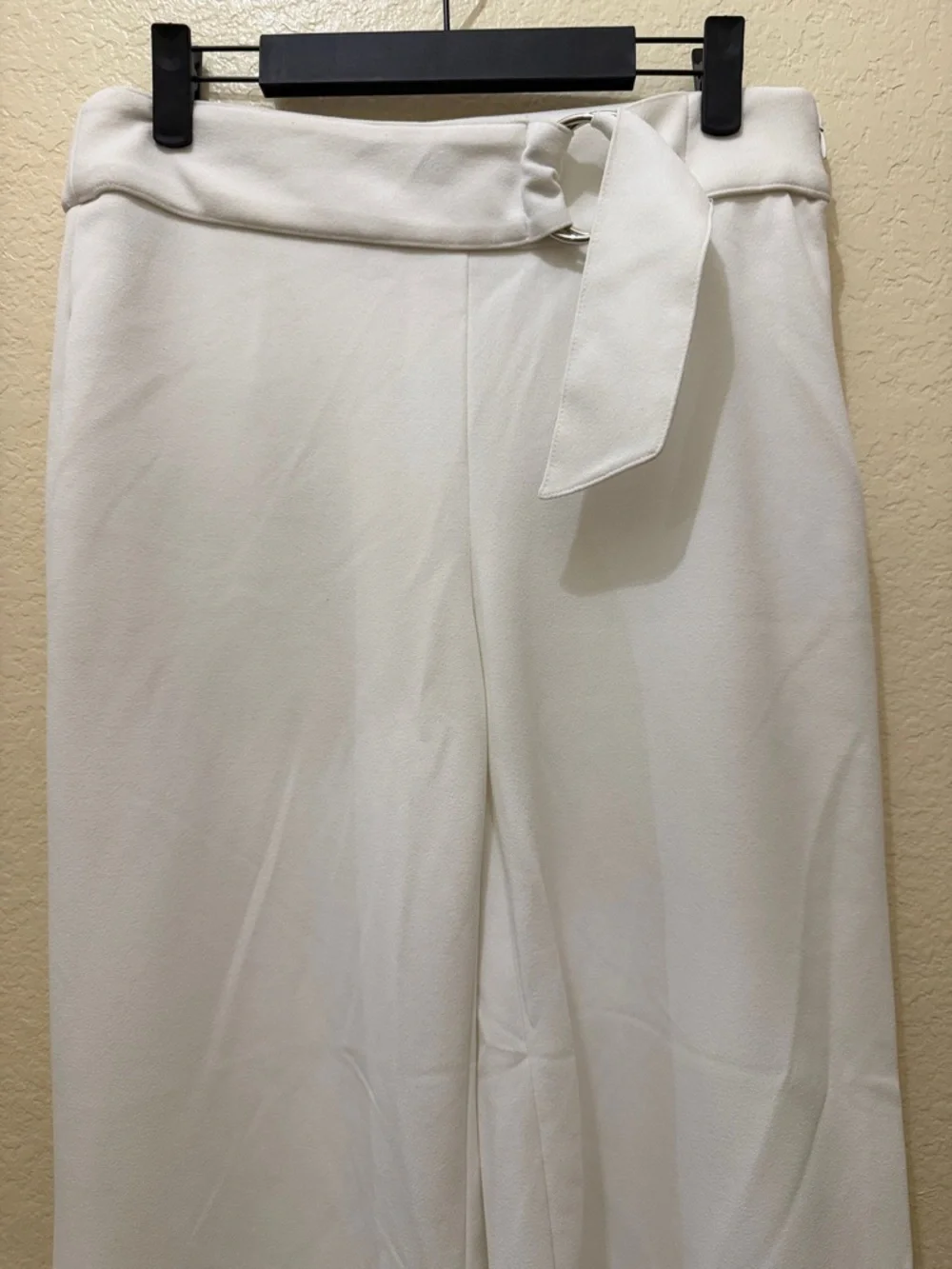 INC International Concepts White Wide-Leg Tie-Belt Pants
